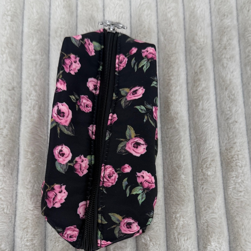 Velvet Caviar Floral Black and Pink Cosmetic Bag - Picture 3 of 5